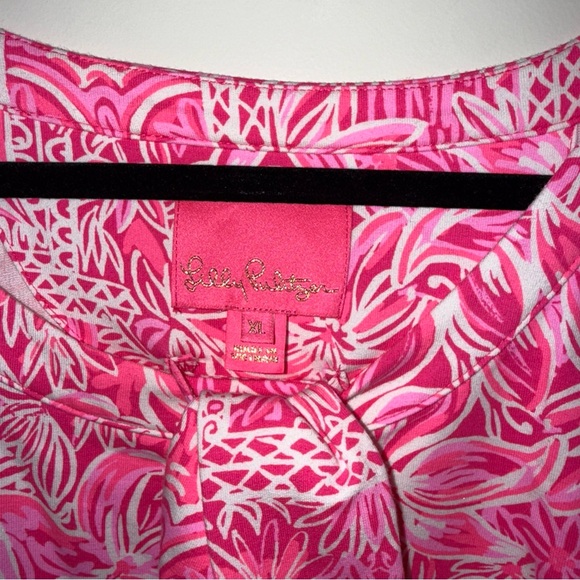 Lilly Pulitzer Pink and White Puff Sleeve Sheath Dress - Picture 4 of 6